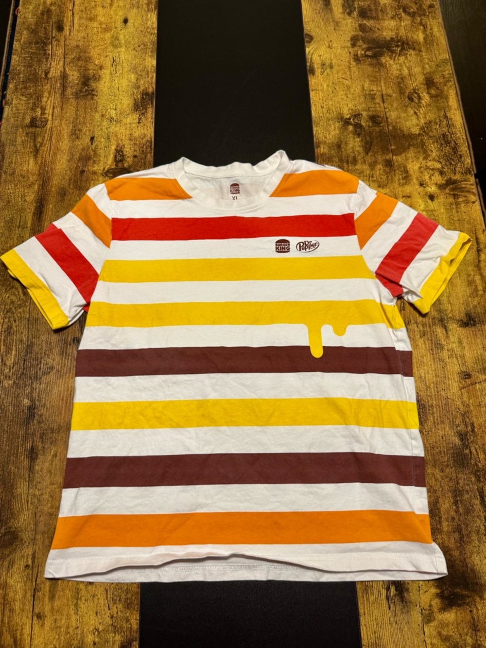 Burger King Dr Pepper Striped Graphic Tee XL Retro Promo Shirt